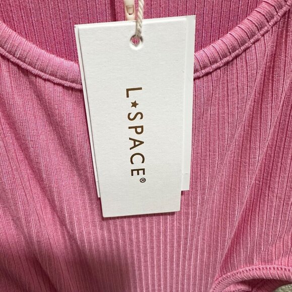 L*Space Womens Size M Skylar Guava Pink Ribbed Knit Back Cut Out Midi Dress NWT - Picture 9 of 13